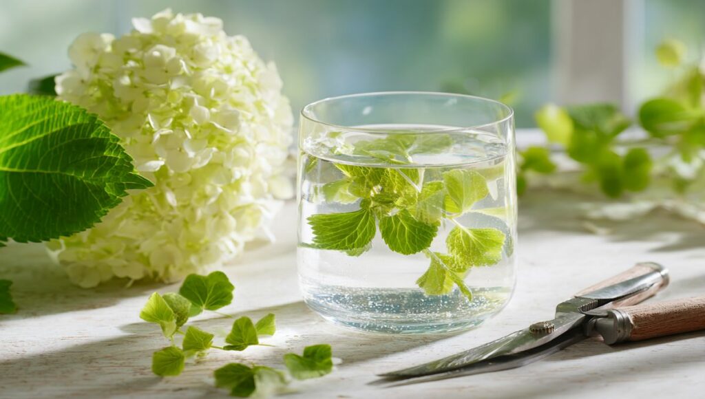 Bouture d'hortensia dans un verre d'eau, méthode facile pour faire pousser de nouvelles plantes à la maison