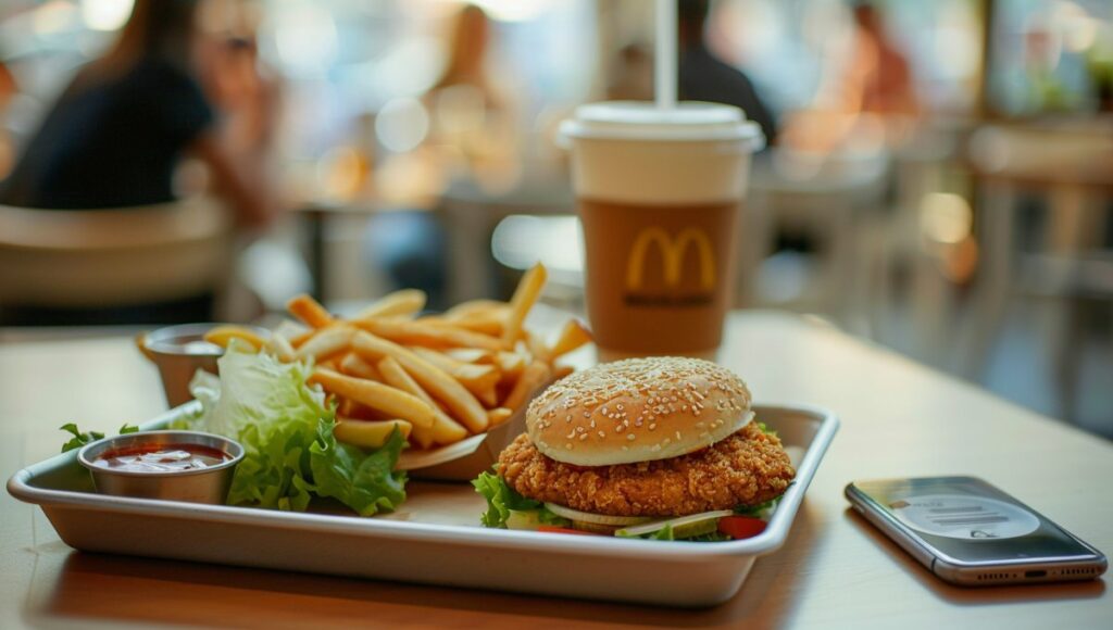 Menu McChicken McDonald's sur table moderne dans ambiance lifestyle décontractée