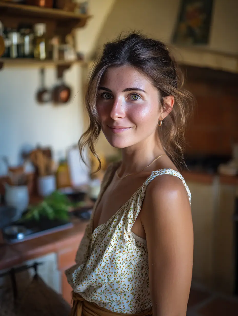 Camille Laurent, créatrice du blog La Terrasse des Arènes, dans sa cuisine provençale