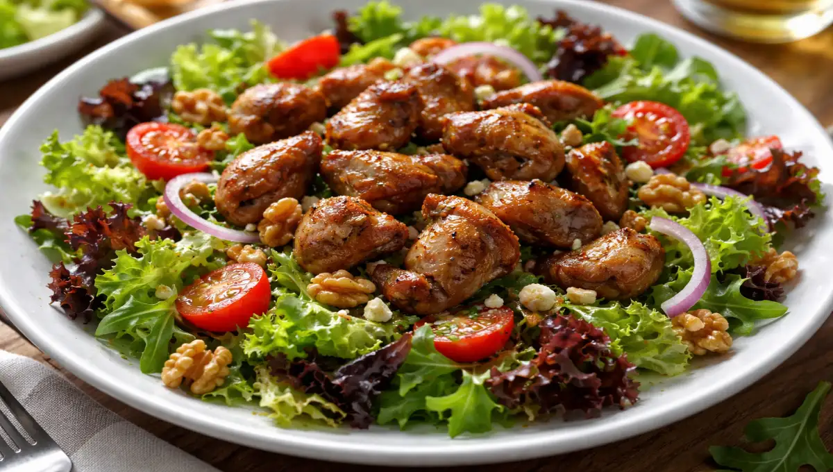 Gésiers de volaille poêlés sur salade