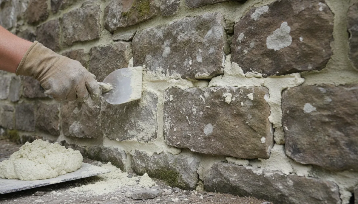 Rejointoiement à la chaux sur un mur ancien en pierre, alternative à l'enduit ciment